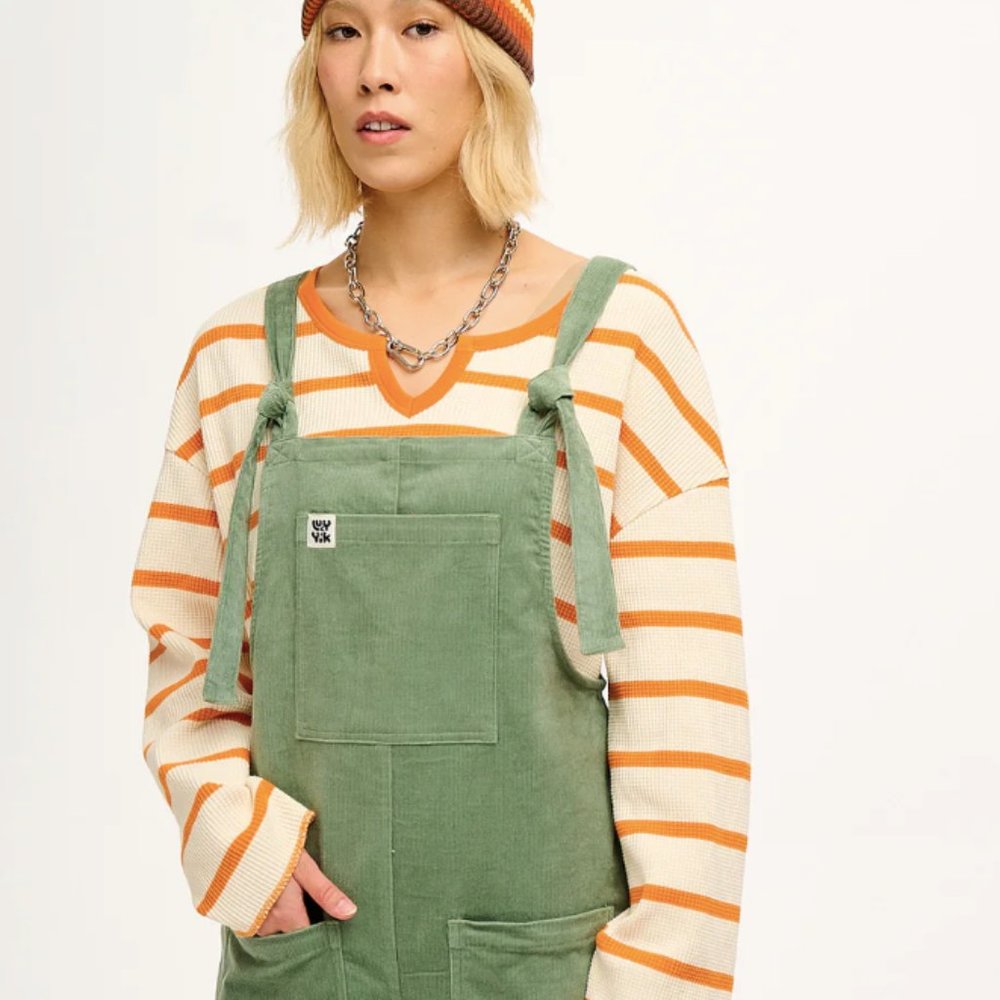 Lucy & Yak Original Organic Corduroy Dungarees in 'Green Bay'